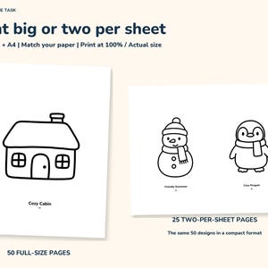Winter Coloring Pages for Kids Printable, 50 Bold Easy Pages, Letter and A4 image 5