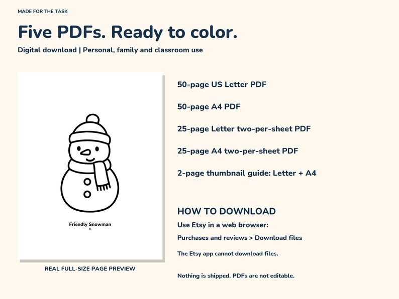 Winter Coloring Pages for Kids Printable, 50 Bold Easy Pages, Letter and A4 image 6