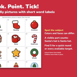 Chasse au trésor de Noël à imprimer, 3 chasses aux images pour enfants avec 24 cartes image 3
