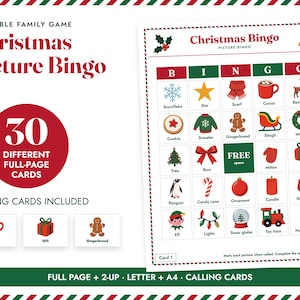 Christmas Picture Bingo Printable, 30 Classic Family Cards image 1