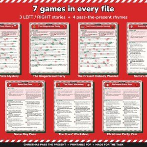 Christmas Pass the Present Game Printable, Left Right Stories and Rhymes image 2