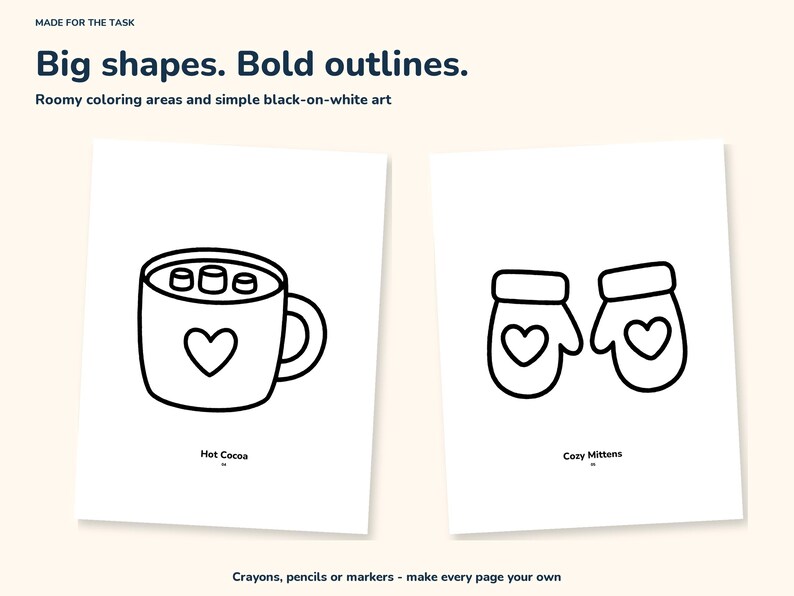 Winter Coloring Pages for Kids Printable, 50 Bold Easy Pages, Letter and A4 image 3
