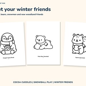Winter Coloring Pages for Kids Printable, 50 Bold Easy Pages, Letter and A4 image 4