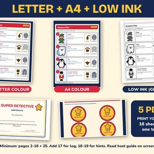 Detective Game for Kids, Christmas Mystery Game Printable, Golden Star image 7