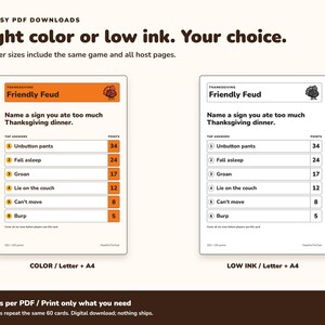 Thanksgiving Friendly Feud Game Printable, 60 Friendsgiving Party Cards image 7