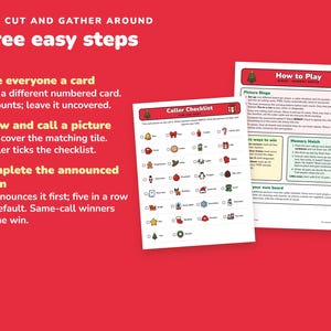 Christmas Bingo Printable for Kids, 50 Bingo Cards and Memory Game image 4