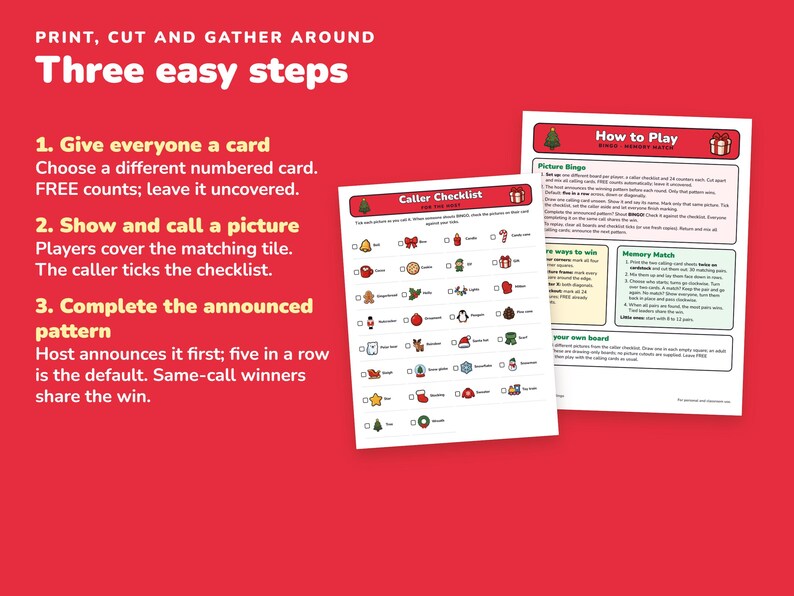 Christmas Bingo Printable for Kids, 50 Bingo Cards and Memory Game image 4