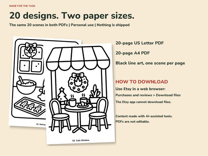 Christmas Coloring Pages for Adults, Bold and Easy, 20 Cozy Scenes image 6