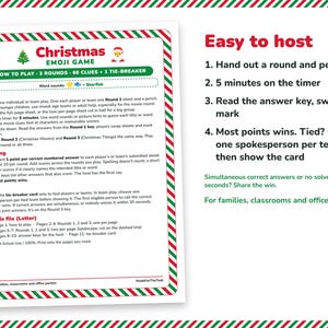 Christmas Emoji Game Printable, 3 Rounds, 60 Clues + Tie-Breaker image 4