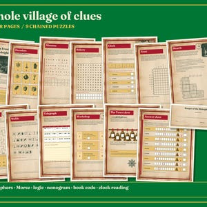 Christmas Puzzle Book for Adults Printable, 9 Connected Adventure Puzzles image 2