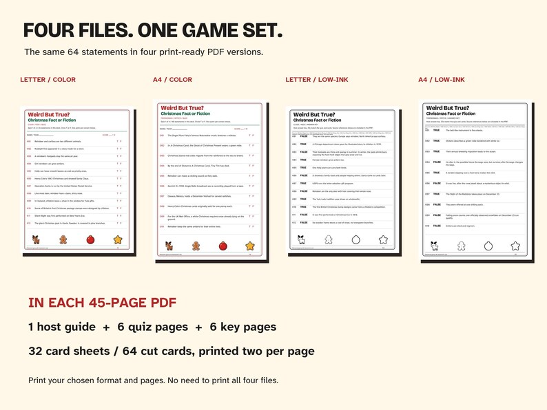 Christmas True or False Game Printable, 2 Fun Fact Decks image 5