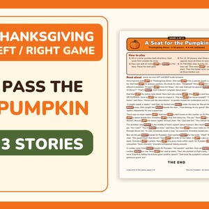 Thanksgiving Left Right Game Printable PDF, 3 Pass the Pumpkin Stories