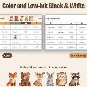 Woodland Baby Shower Bingo, 100 Prefilled Cards and Gift Bingo (Printable) image 5
