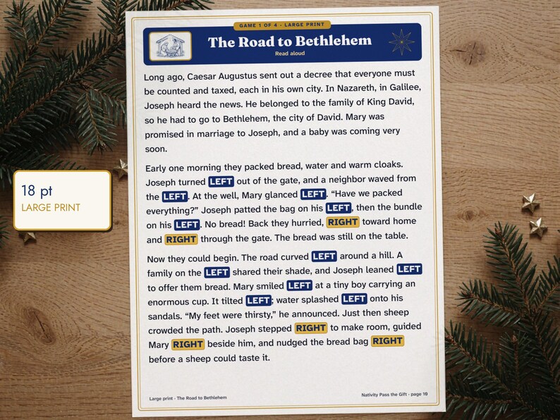Nativity Left Right Game Printable, Christmas Gift Exchange for Church image 5