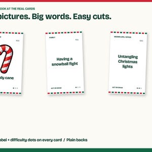 Christmas Charades Printable, Act It or Draw It, 100 Cards in 3 Decks image 3