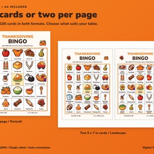 Printbare Thanksgiving Bingo-kaart, 100 afbeeldingen met bingoleiders en markers. afbeelding 6