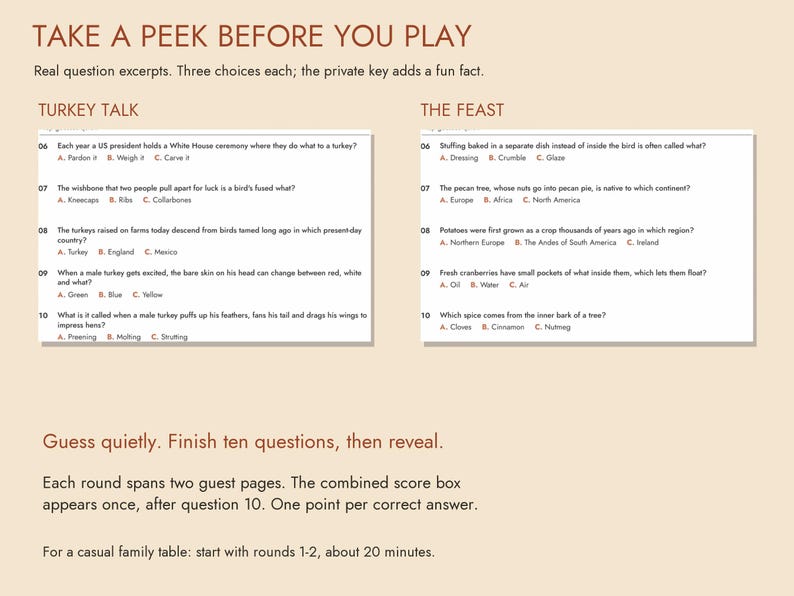 Thanksgiving Trivia Printable, 60 Questions with Answer Key image 3
