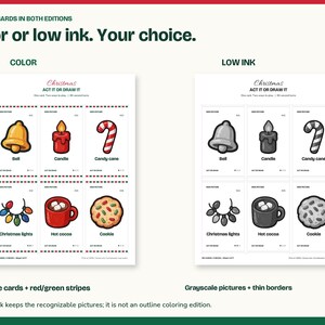 Christmas Charades Printable, Act It or Draw It, 100 Cards in 3 Decks image 6