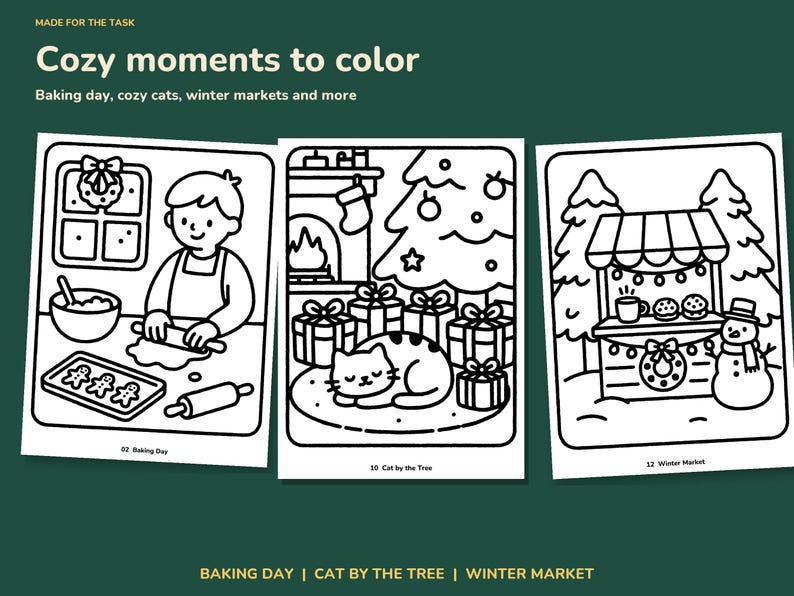 Christmas Coloring Pages for Adults, Bold and Easy, 20 Cozy Scenes image 7