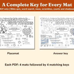 Thanksgiving Bible Activity Placemats Printable, 4 KJV Sunday School Mats image 4