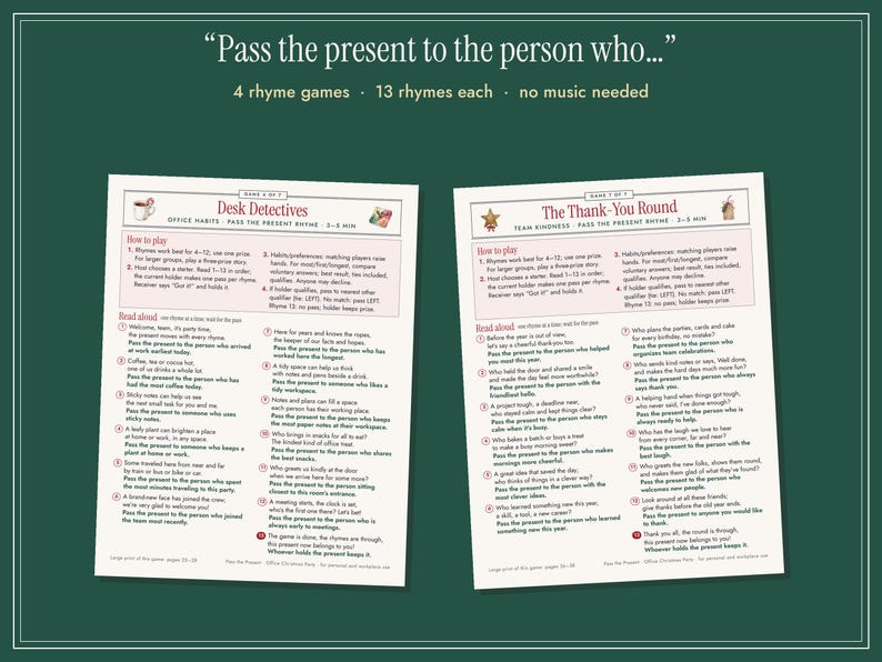 Office Christmas Left Right Game Printable, Pass the Present Gift Exchange image 4