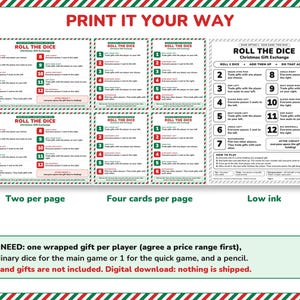 Christmas Gift Exchange Dice Game Printable, 2 Gift Swap Options image 7