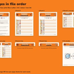 Thanksgiving & Fall Emoji Game Printable, 20 Picture Clues with Answer Keys image 2