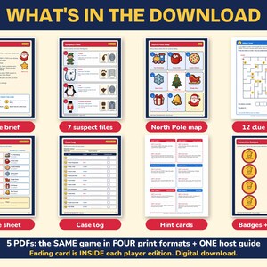 Detective Game for Kids, Christmas Mystery Game Printable, Golden Star image 2
