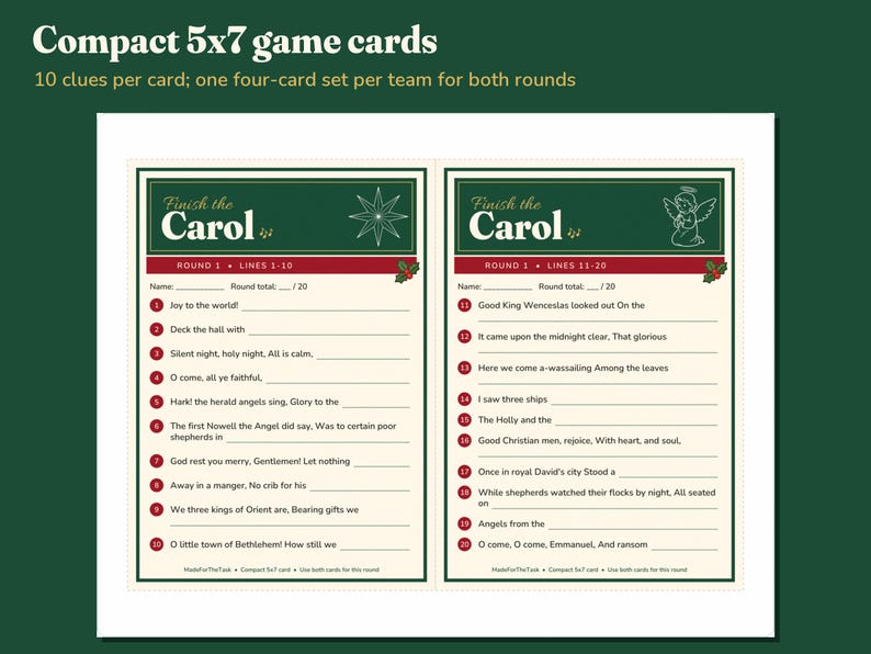 Christmas Finish the Lyrics Game, 40 Clues & Large Print PDF image 4