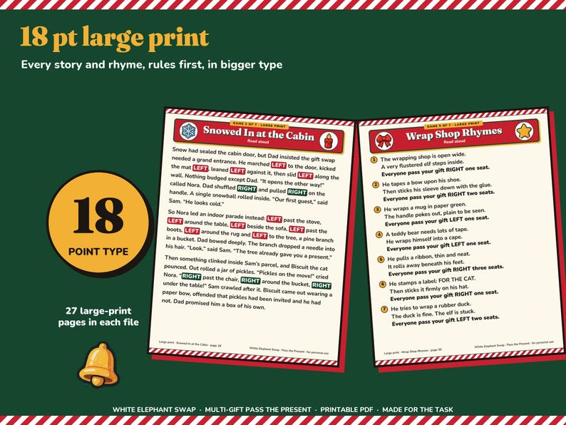 White Elephant Game Printable, No Stealing Christmas Left Right Gift Swap image 5