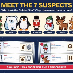 Detective Game for Kids, Christmas Mystery Game Printable, Golden Star image 3