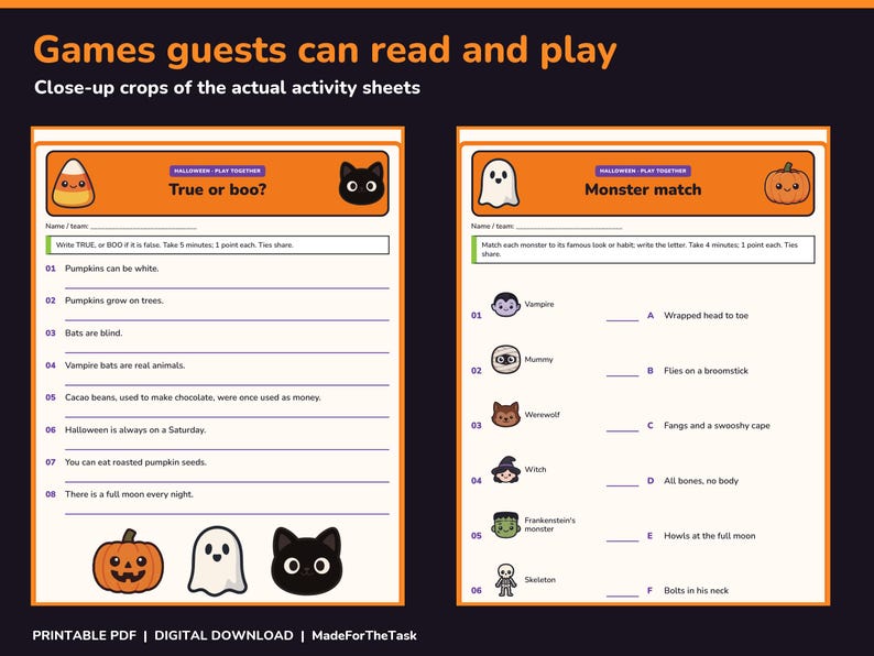 Halloween Party Games Bundle Printable, 25 Activities and Picture Bingo image 3