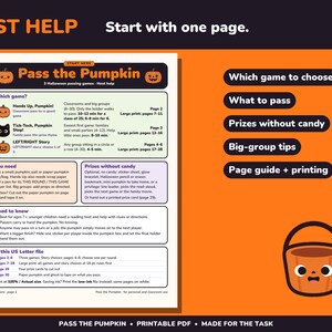 Juego imprimible de Halloween de izquierda a derecha, 3 juegos para pasar la calabaza imagen 6