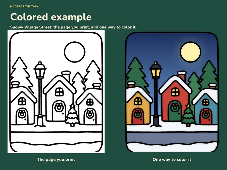 Christmas Coloring Pages for Adults, Bold and Easy, 20 Cozy Scenes image 4