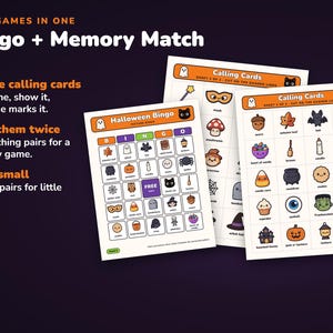 Bingo di Halloween con immagini stampabili, 50 cartelle per bambini e gioco di memoria immagine 4