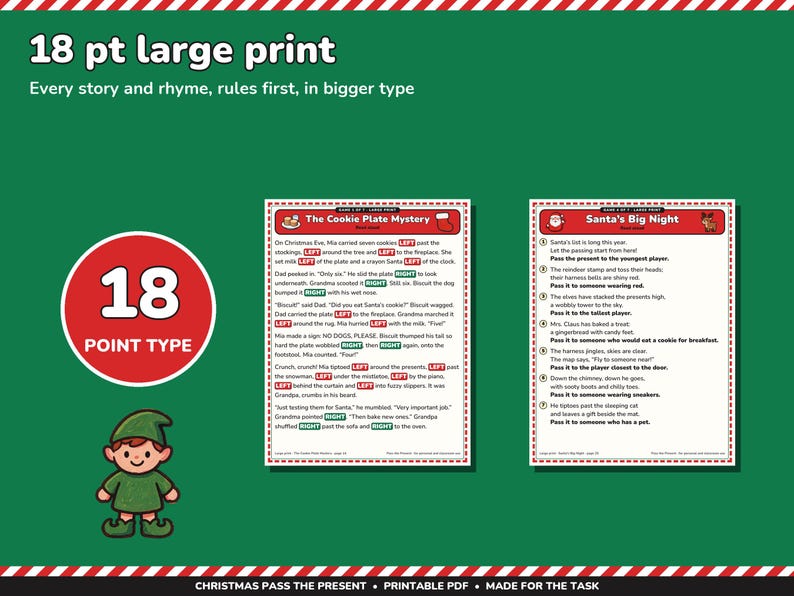 Christmas Pass the Present Game Printable, Left Right Stories and Rhymes image 6