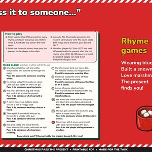 Christmas Pass the Present Game Printable, Left Right Stories and Rhymes image 4