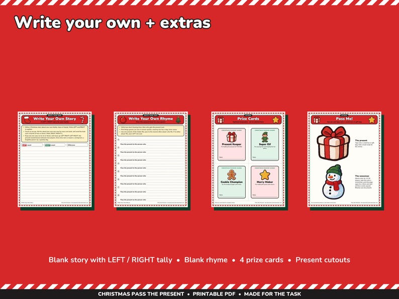 Christmas Pass the Present Game Printable, Left Right Stories and Rhymes image 7