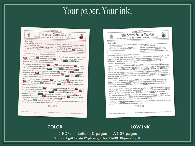Office Christmas Left Right Game Printable, Pass the Present Gift Exchange image 7