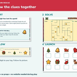 Christmas Escape Room Kids Printable, Sleigh Spark Rescue for Ages 6-10 image 4