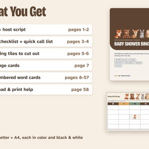 Woodland Baby Shower Bingo, 100 Prefilled Cards and Gift Bingo (Printable) image 7