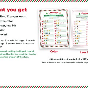 Christmas Emoji Game Printable, 3 Rounds, 60 Clues + Tie-Breaker image 7