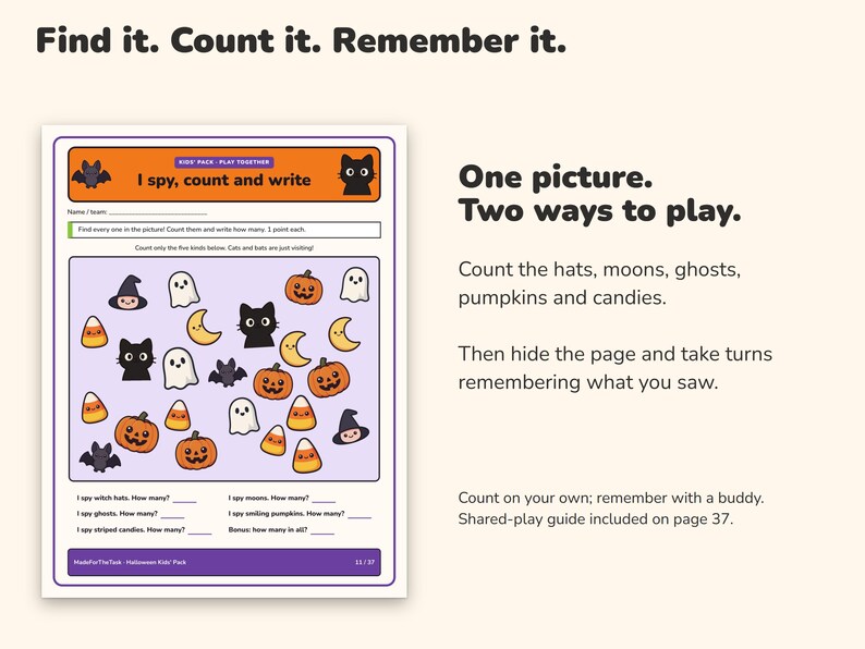 Halloween Activity Pack for Kids Printable, 21 Activities for Ages 5-7 image 3