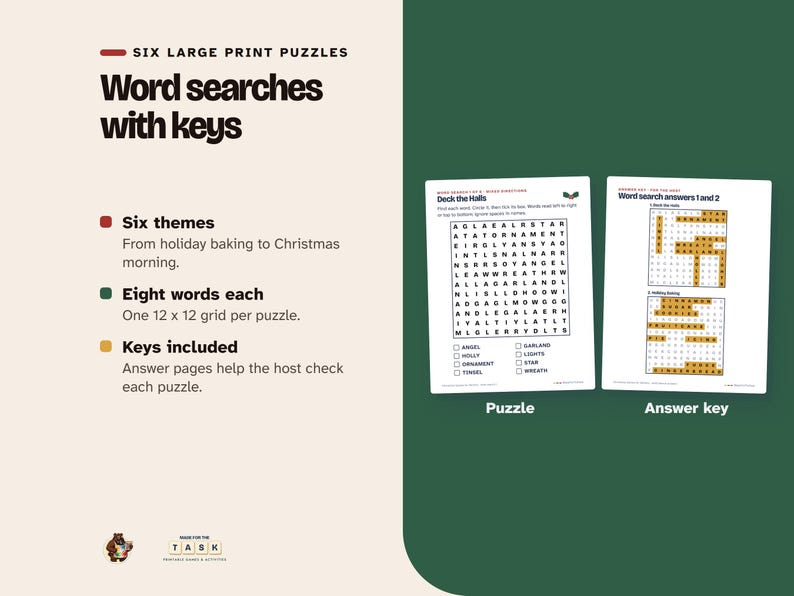 Christmas Games for Seniors, Large Print Bingo & Puzzles (Printable) image 4