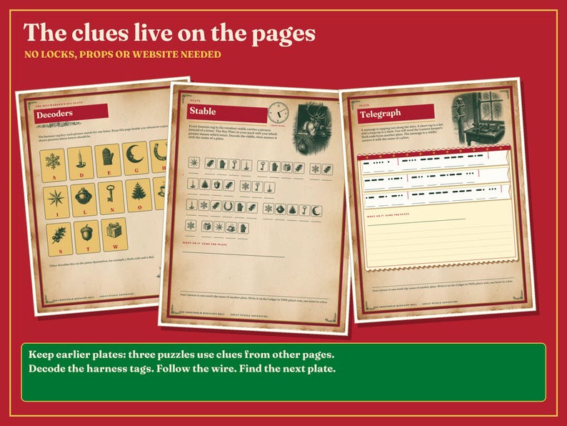 Christmas Puzzle Book for Adults Printable, 9 Connected Adventure Puzzles image 3