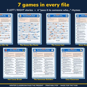 Winter Classroom Left Right Game Printable, Pass the Present for Kids image 2