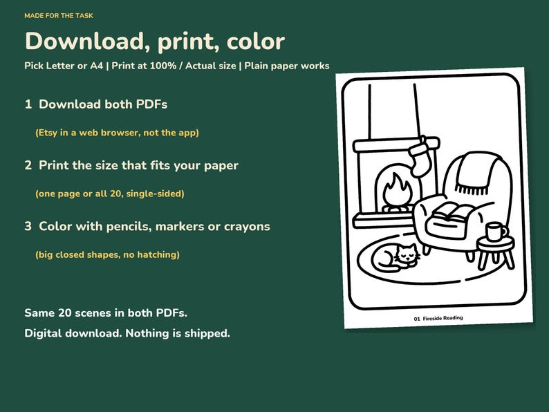 Christmas Coloring Pages for Adults, Bold and Easy, 20 Cozy Scenes image 10