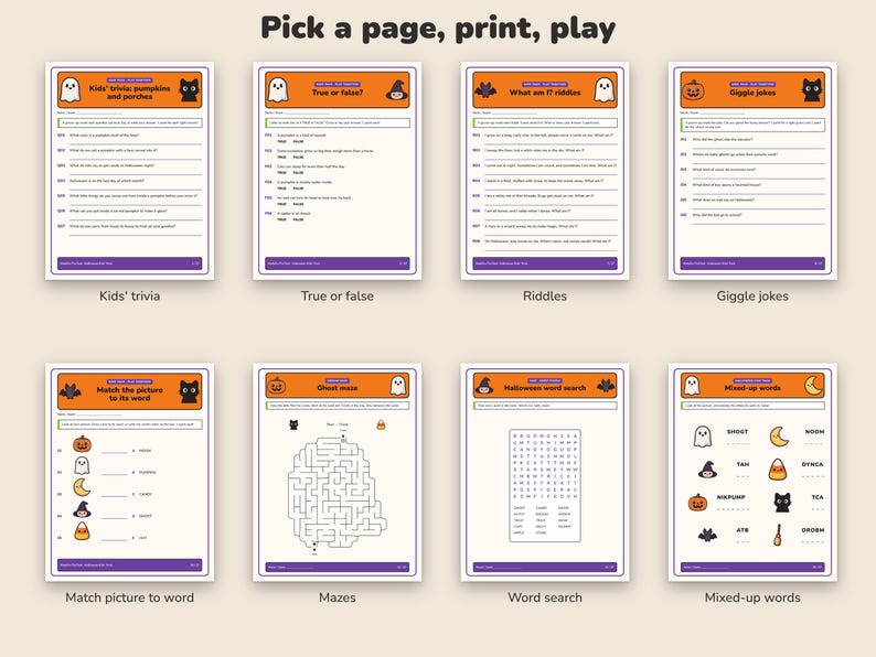 Halloween Activity Pack for Kids Printable, 21 Activities for Ages 5-7 image 2