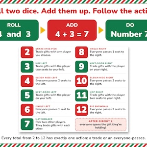 Christmas Gift Exchange Dice Game Printable, 2 Gift Swap Options image 2