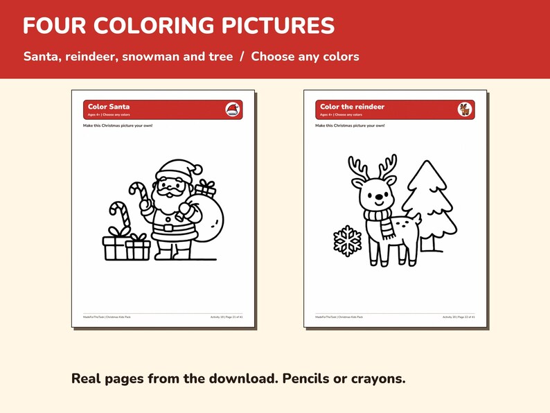 Christmas Activity Pack for Kids Printable, 24 Games and Coloring Pages image 8